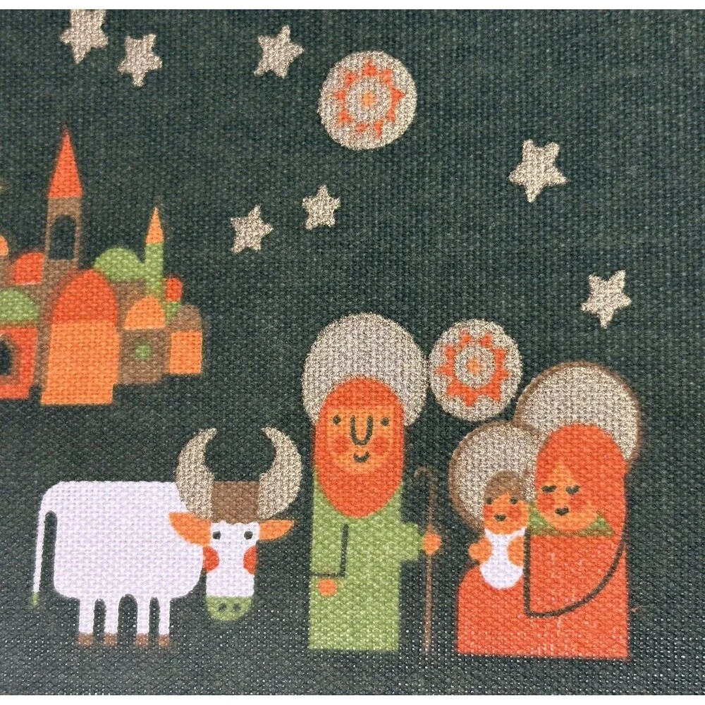 VTG Sodahl Nativity Table Runner Danish 70s Scandinavian Cotton Linen MCM X-Mas